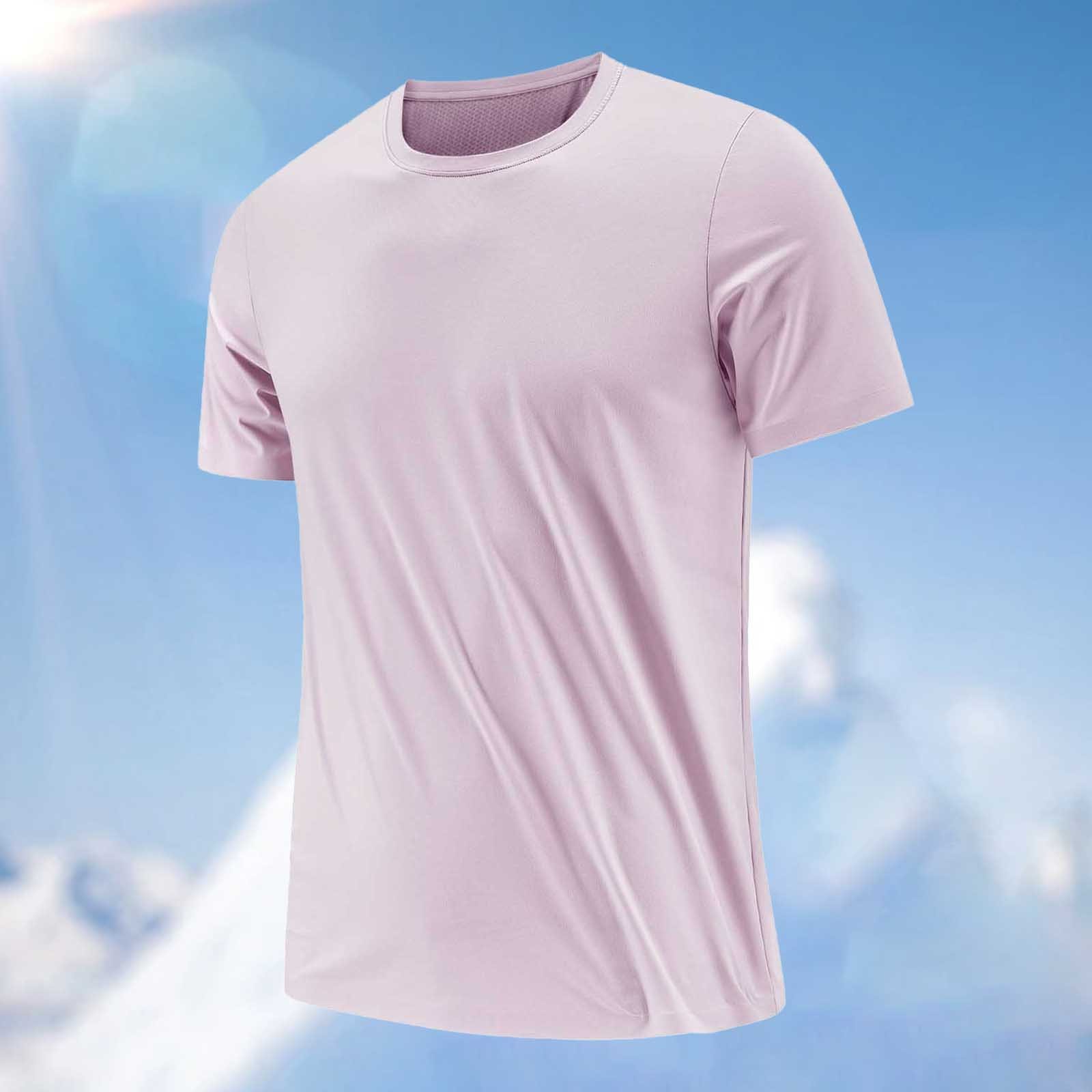 thumbnail image 2 of Camiseta de verano de color liso para hombre, de seda helada, de poliéster, con cuello redondo y secado rápido, 2 of 5